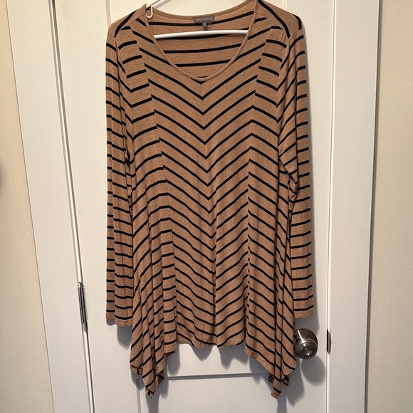 Vince Camuto Tops - Vince Camuto Tan and Black Striped Tunic